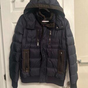 Paul & Shark 700 Fill Goose Down Puffer Jacket w/ Leather Trim